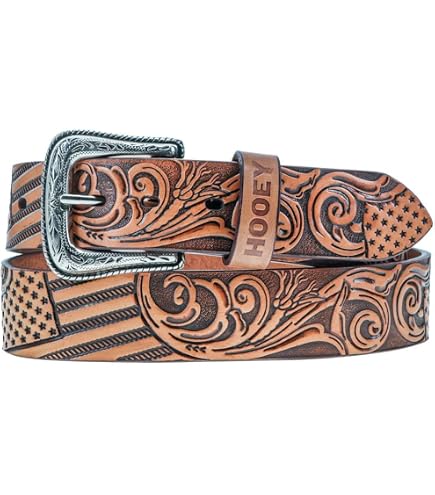 Amazon.com: HOOey Tapered Natural Leather Filigree Embossed Belt